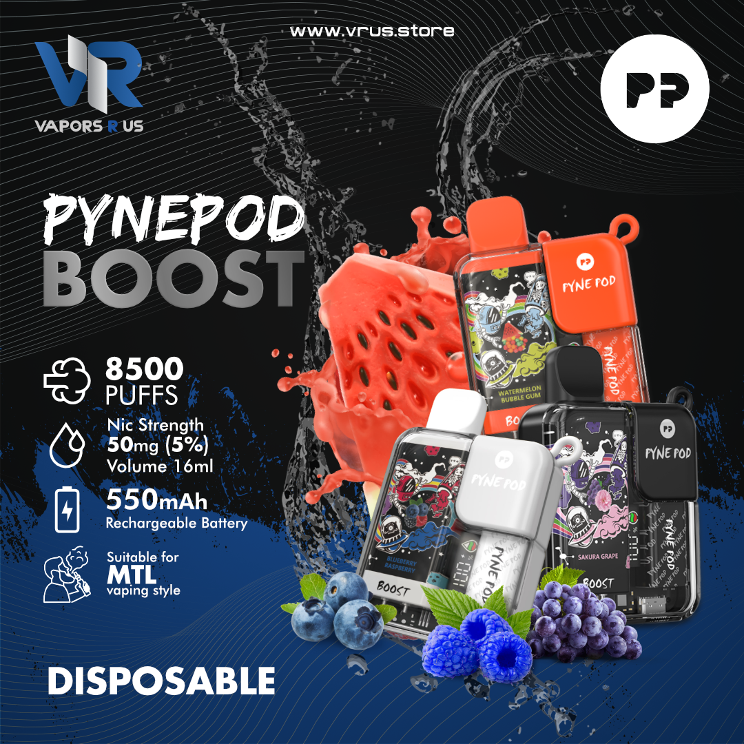 pyne pod boost 8500 puffs disposable vape Select Flavor ::Raspberry Sour Apple Fifty Bar Silver Series vaporessooffer