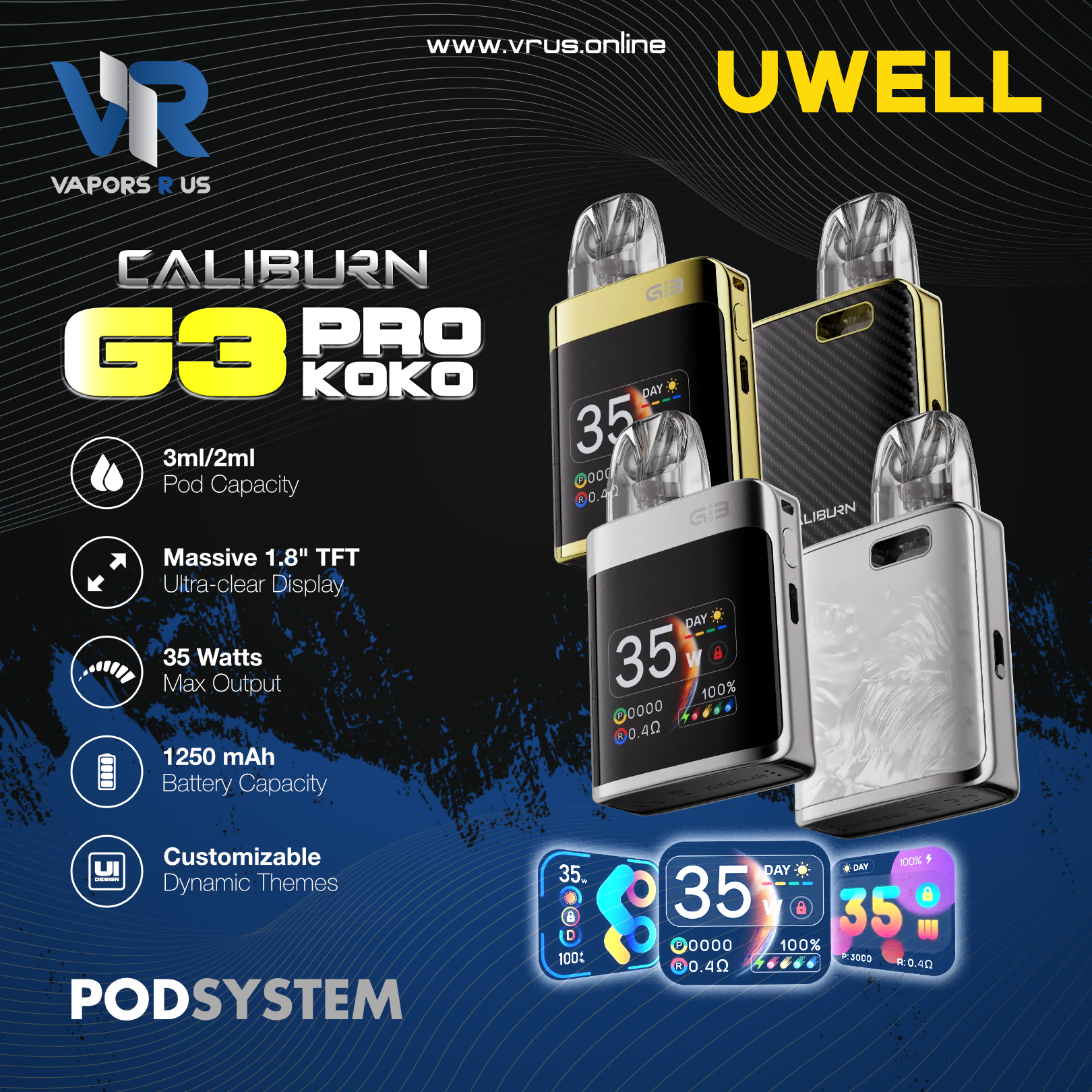 UWELL CALIBURN G3 PRO KOKO POD KIT UWELL CALIBURN G3 PRO KOKO POD KIT
