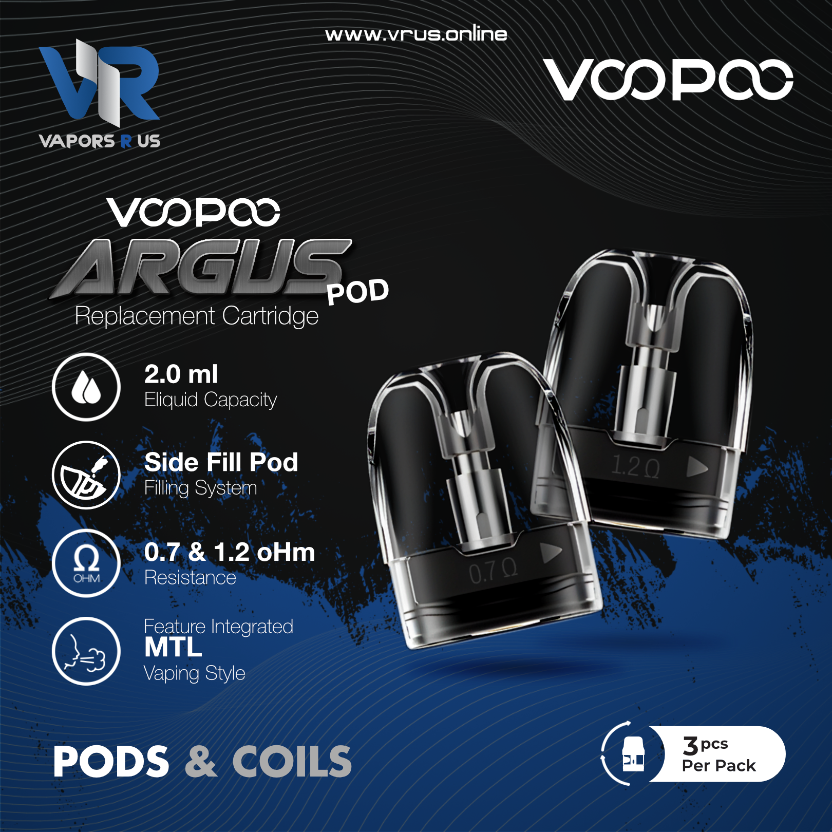 elfbar elfa master akku VOOPOO ARGUS V2 Replacement Pods (Pack of 3)