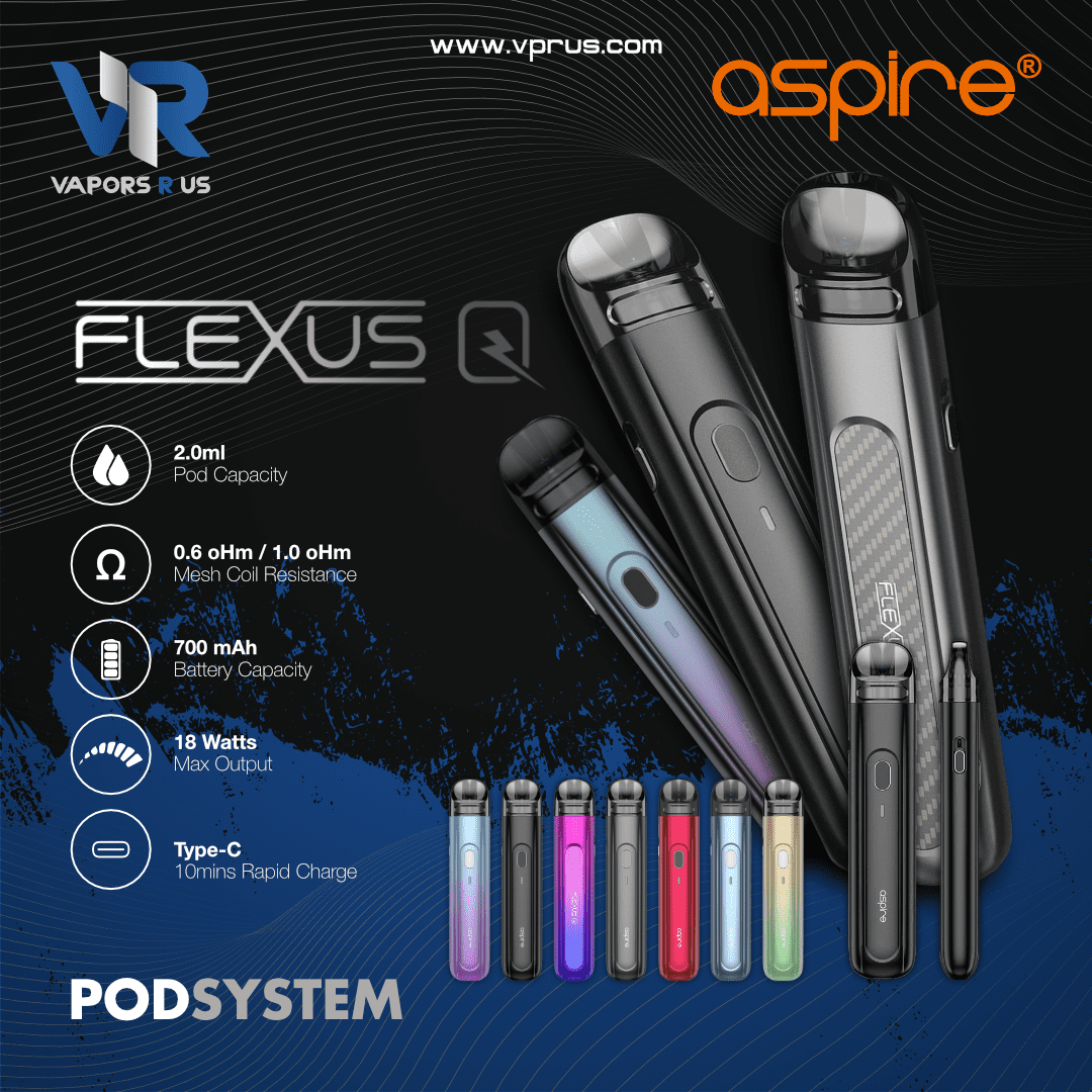 ASPIRE - Flexus Q Pod Kit 700mAh Vapors R Us LLC ASPIRE - Flexus Q Pod Kit 700mAh Vapors R Us LLC