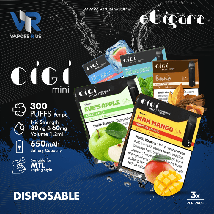 ECIGARA - CIGI Mini Disposable (3Pcs Pack) | Vapors R Us LLC