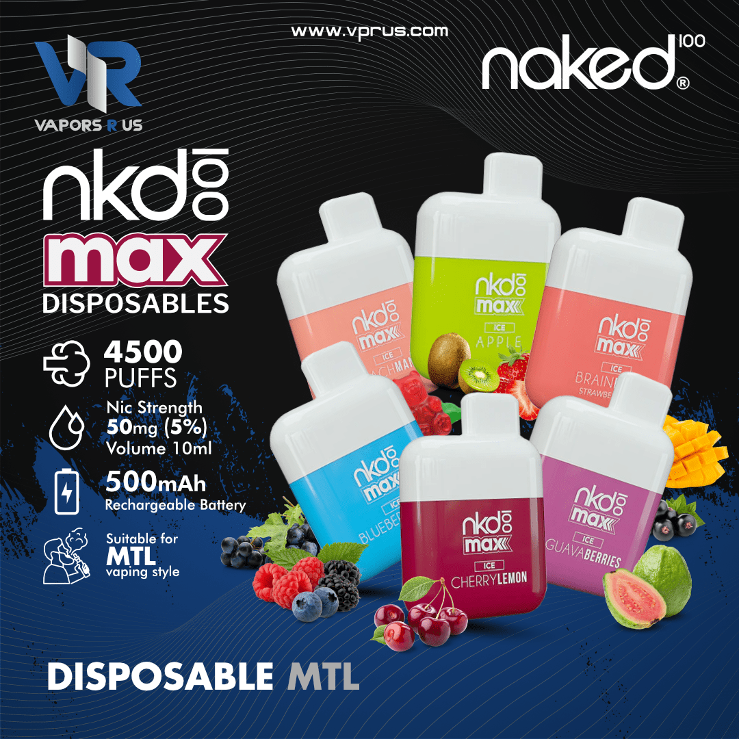 Naked 100 Max Disposable Vape (4500 Puffs 5%) Vapors R Us LLC Naked 100 Max Disposable Vape (4500 Puffs 5%) Vapors R Us LLC