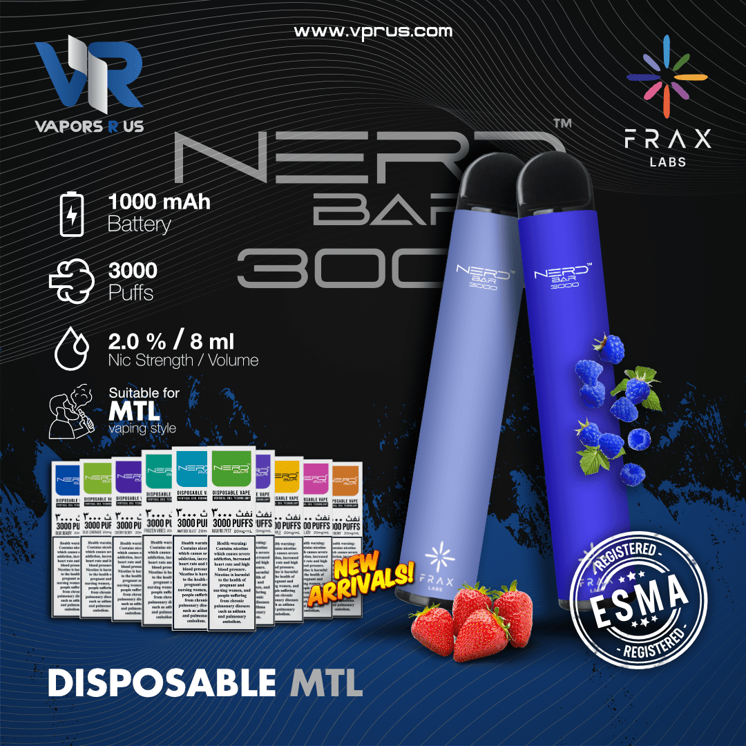 NERD - BAR 3000 Puffs (1000mAh - 20mg) Vapors R Us LLC NERD - BAR 3000 Puffs (1000mAh - 20mg) Vapors R Us LLC