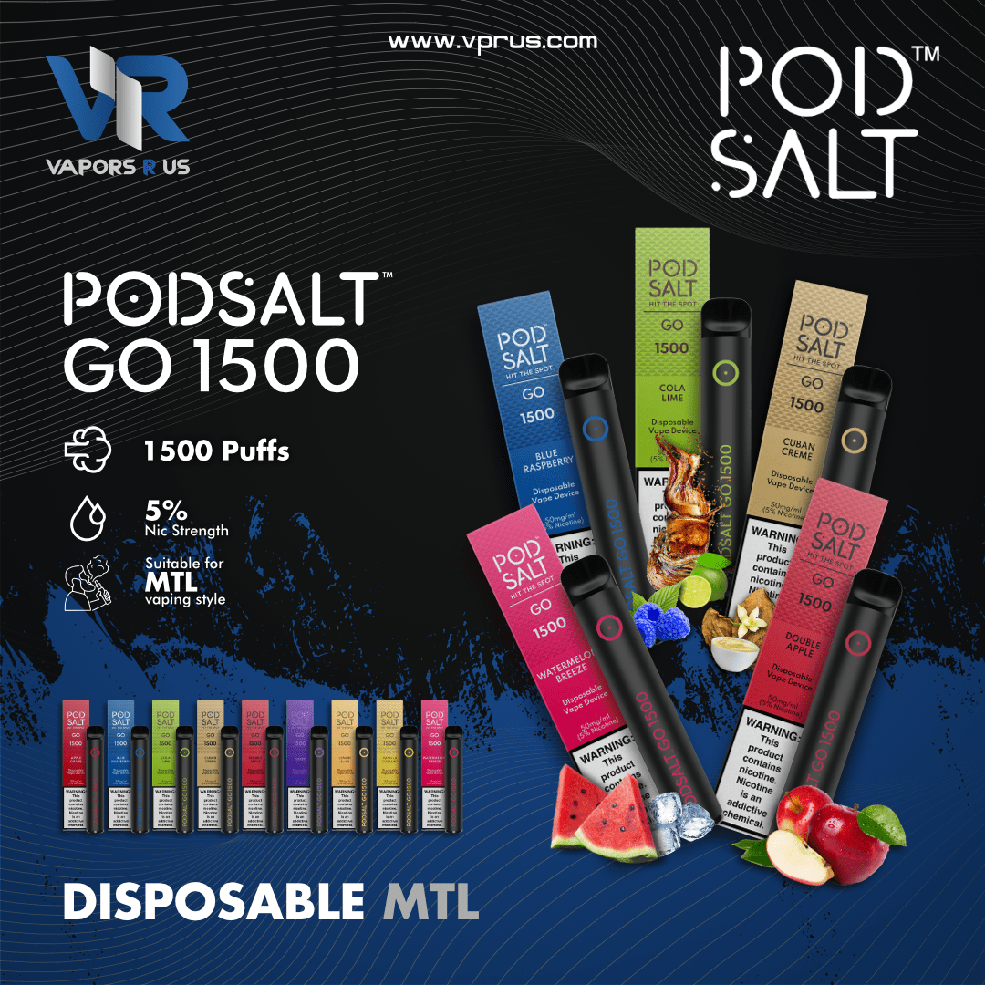 PODSALT - PS GO 1500 Puffs Disposable Device Vapors R Us LLC PODSALT - PS GO 1500 Puffs Disposable Device Vapors R Us LLC