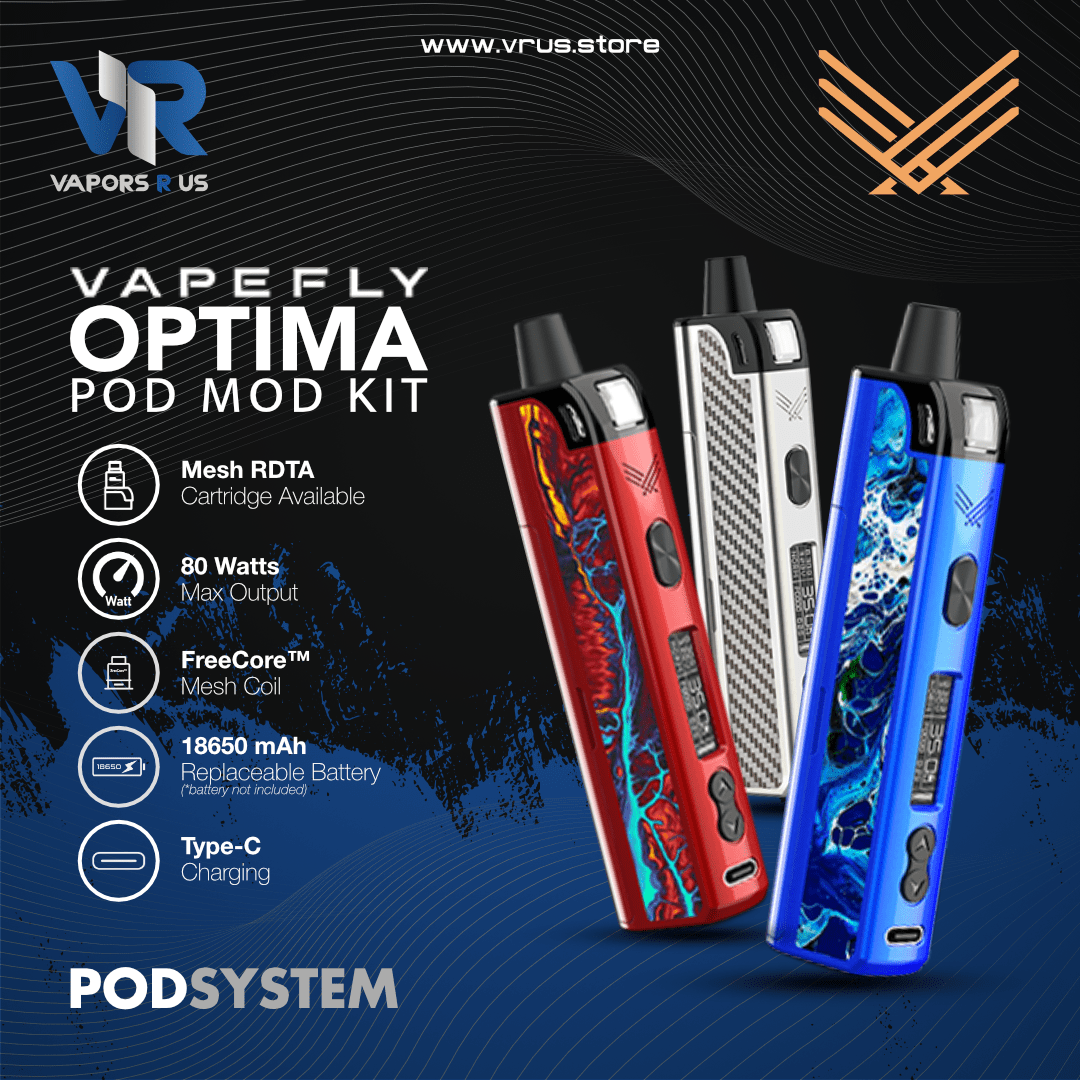 VAPEFLY - Optima 80W 18650 Pod Mod Kit Vapors R Us LLC VAPEFLY - Optima 80W 18650 Pod Mod Kit Vapors R Us LLC