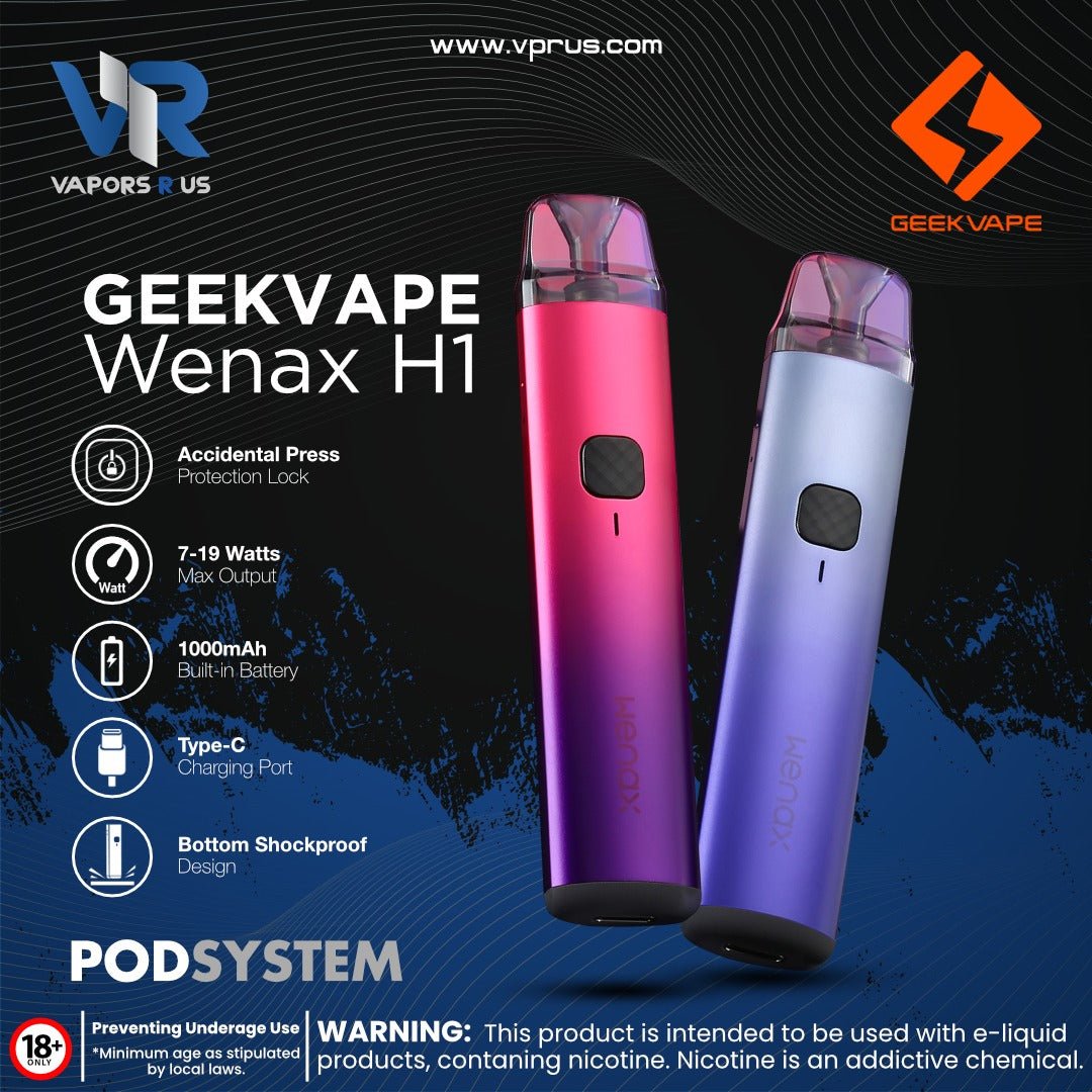 GEEKVAPE - WENAX H1 Pod System Kit 1000mAh 2.5ml GEEKVAPE - WENAX H1 Pod System Kit 1000mAh 2.5ml