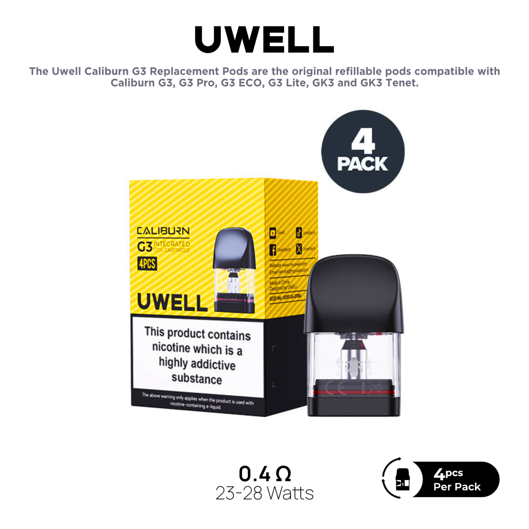 Uwell Caliburn G3 / G3 Pro / G3 ECO / G3 Lite / GK3 Replacement Pods Uwell Caliburn G3 / G3 Pro / G3 ECO / G3 Lite / GK3 Replacement Pods