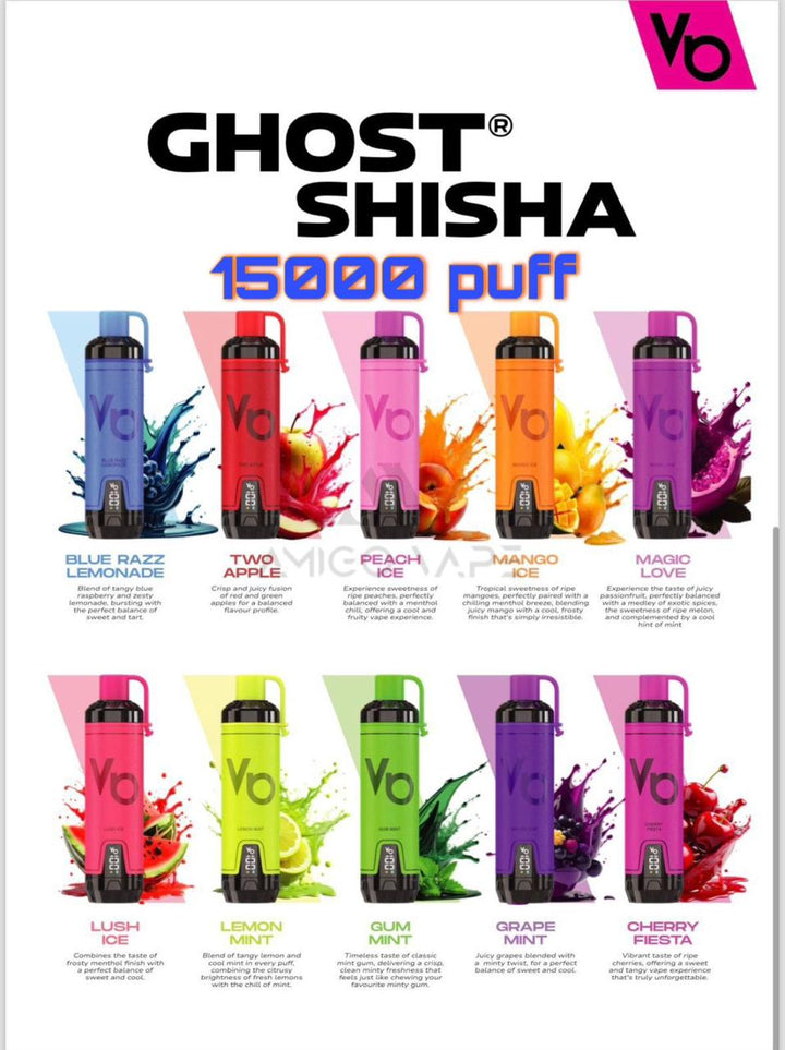 VAPES BARS  - Ghost Shisha 15000 Puffs Disposable Vape