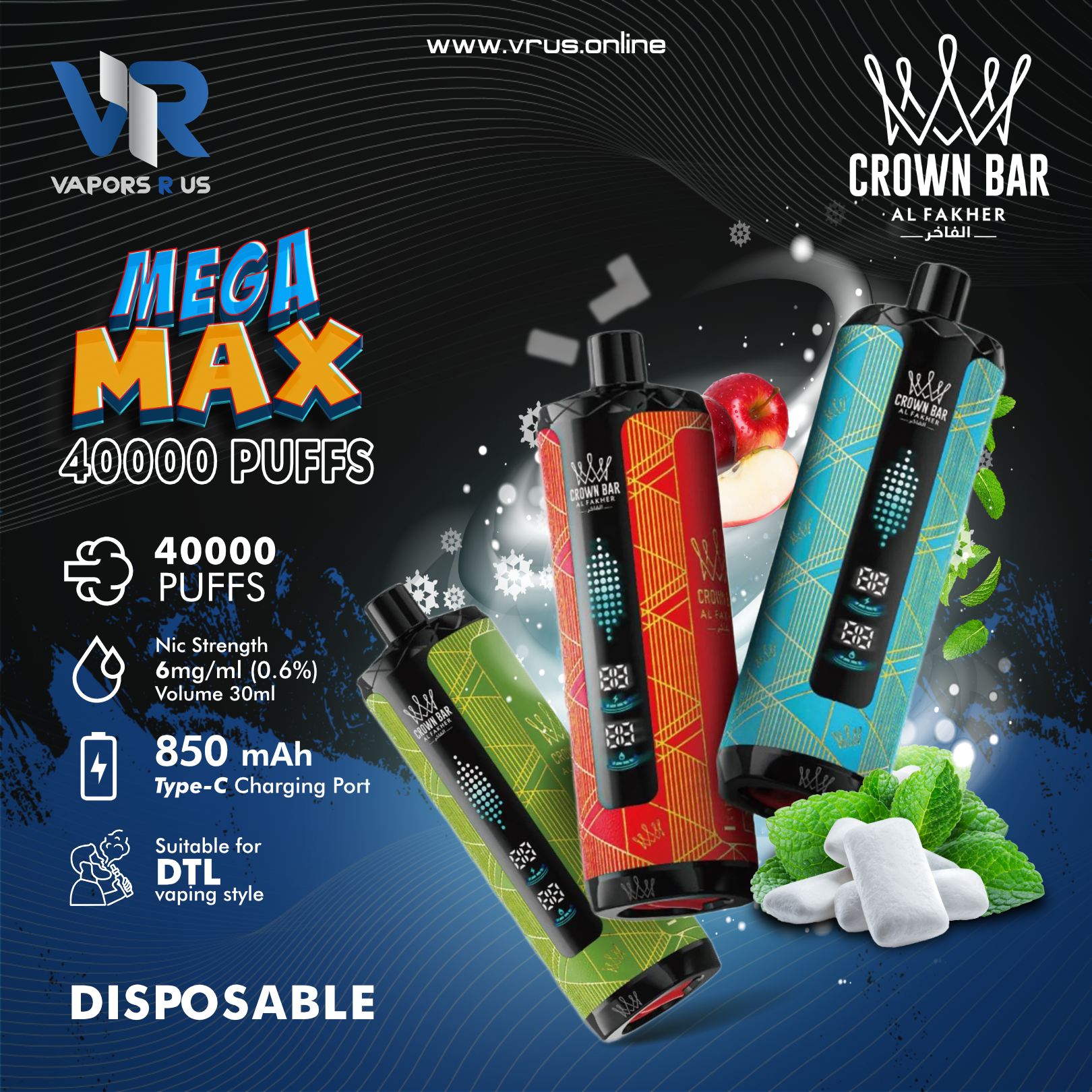 AL FAKHER CROWN BAR MEGA MAX 40000 DTL
