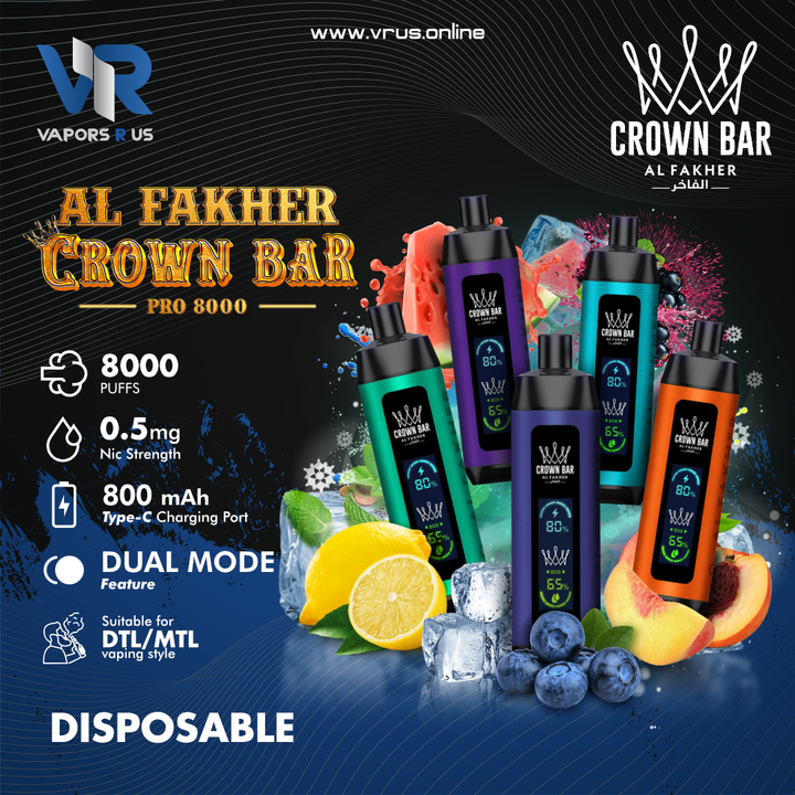 Al Fakher - Crown Bar 8000 PRO DTL DUAL MODE (5MG) 0.5%