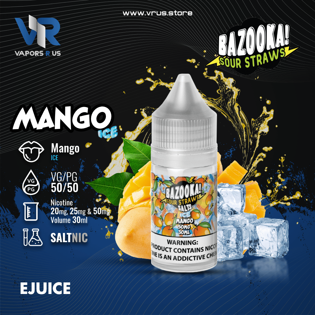 BAZOOKA - SOUR STRAWS -Mango Ice 30ml (SaltNic) | Vapors R Us LLC