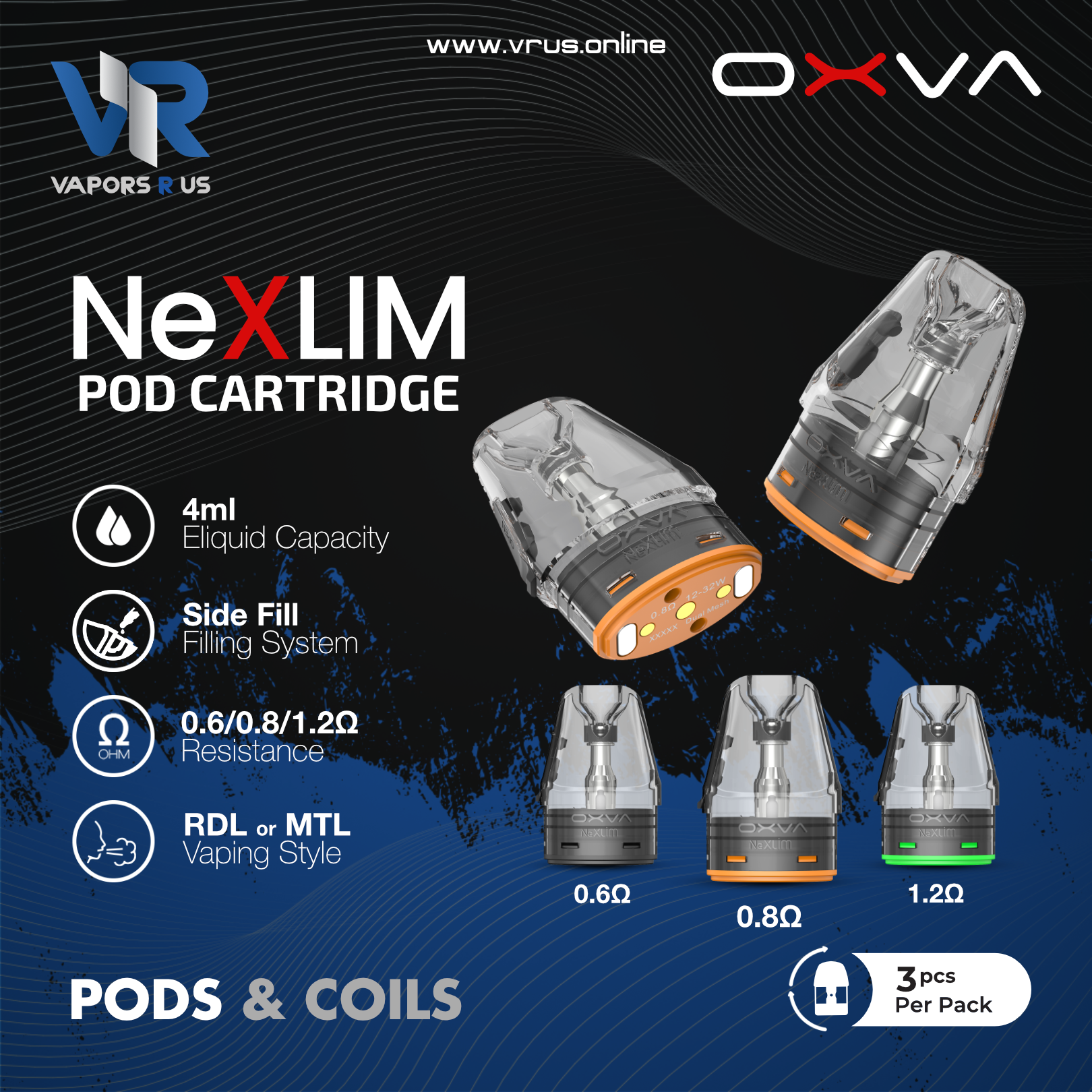 OXVA - NeXLIM CARTRIDGE 4ML (3pcs/Pack) OXVA - NeXLIM CARTRIDGE 4ML (3pcs/Pack)