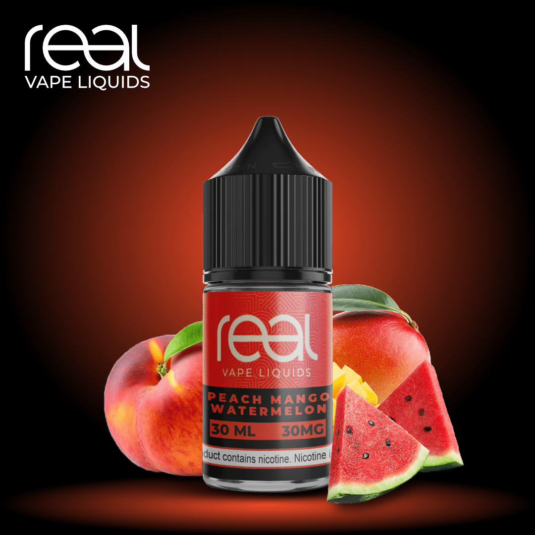 REAL VAPE - Peach Mango Watermelon 30ml (SaltNic) Vapors R Us LLC REAL VAPE - Peach Mango Watermelon 30ml (SaltNic) Vapors R Us LLC