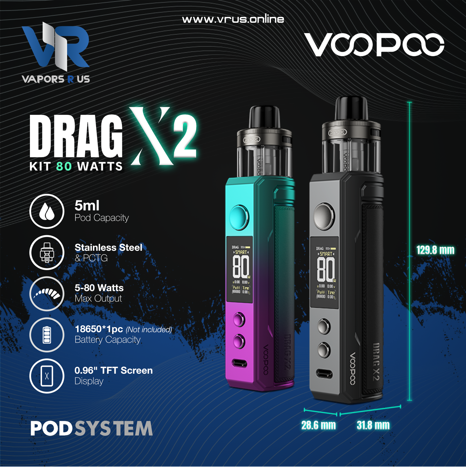 drogue cigarette électronique Voopoo Drag X2 Manual Voopoo Drag X2 Pod Vape Kit – Tablites VOOPOO DRAG X2  POD Kit User Manual main image 1