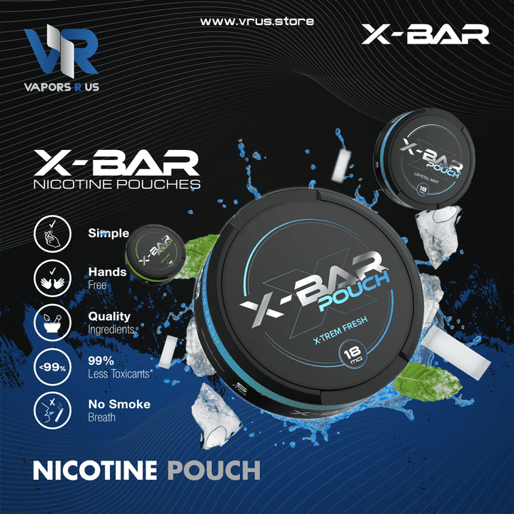 X-Bar Crystal Mint Nicotine Pouches 9 mg | Vapors R Us LLC