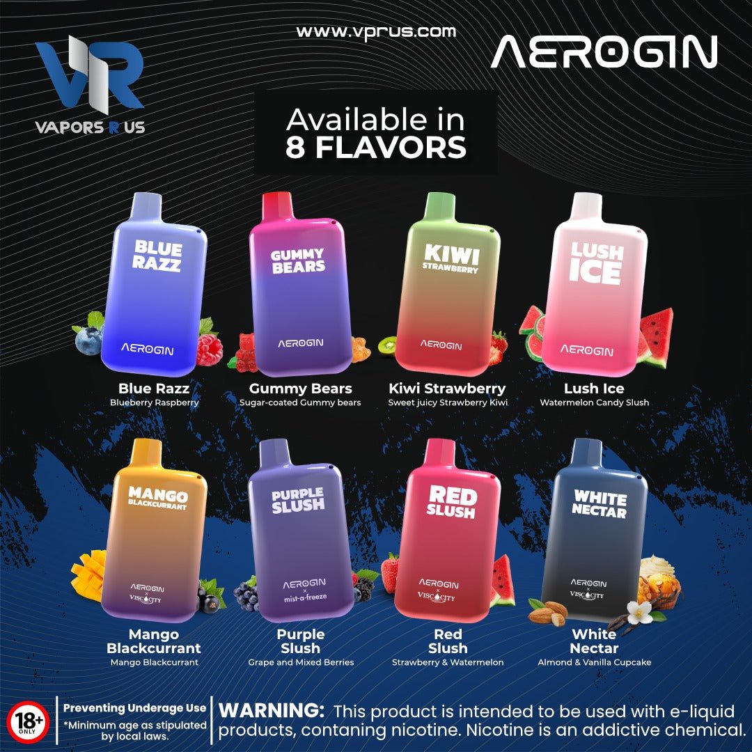 AEROGIN 5500 Puffs Rechargeable Disposable (By ViscoCity) | Vapors R Us LLC