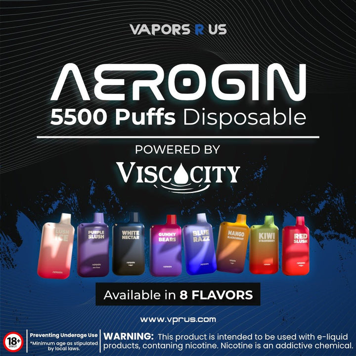 AEROGIN 5500 Puffs Rechargeable Disposable (By ViscoCity) | Vapors R Us LLC