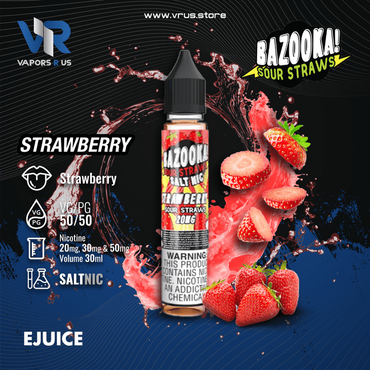 BAZOOKA - SOUR STRAWS - Strawberry 30ml (SaltNic) | Vapors R Us LLC