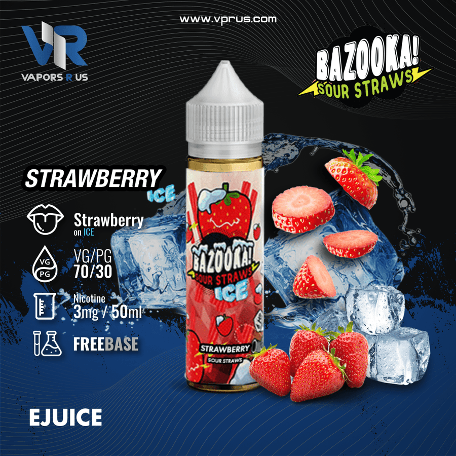 BAZOOKA - SOUR STRAWS - Strawberry on Ice 3mg 60ml | Vapors R Us LLC