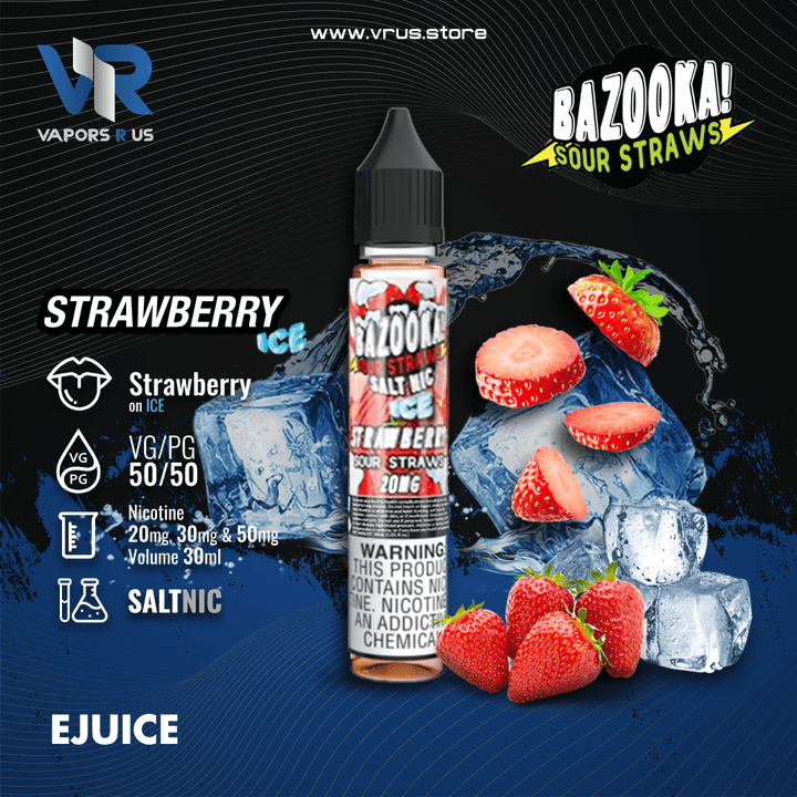 BAZOOKA - SOUR STRAWS - Strawberry on Ice 30ml (SaltNic) | Vapors R Us LLC