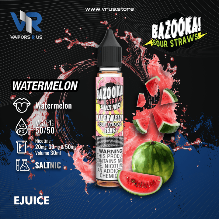 BAZOOKA - SOUR STRAWS - Watermelon 30ml (SaltNic) | Vapors R Us LLC