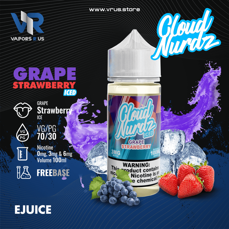 CLOUD NURDZ - Grape Strawberry Iced 100ml | Vapors R Us LLC