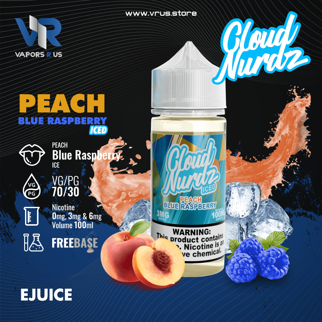 CLOUD NURDZ - Peach Blue Razz Iced 100ml | Vapors R Us LLC