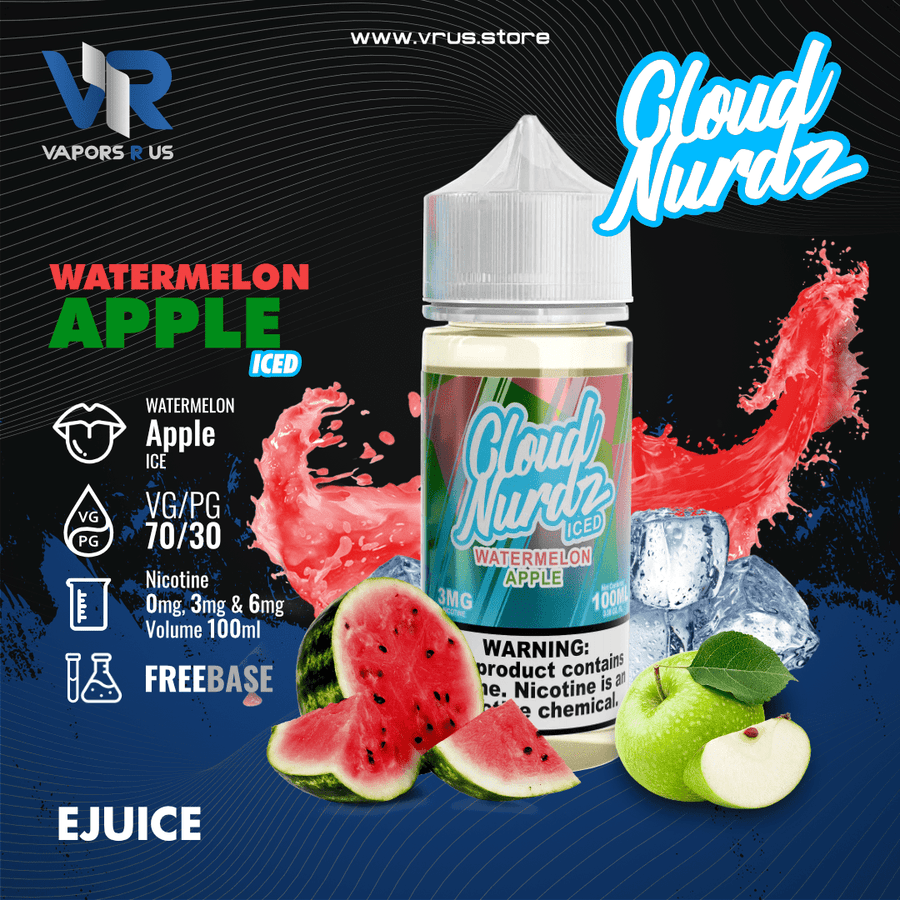 CLOUD NURDZ - Watermelon Apple Iced 100ml | Vapors R Us LLC