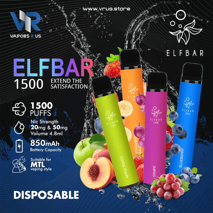 ELF BAR - 1500 Puffs Disposable Pod Device 850mAh | Vapors R Us LLC