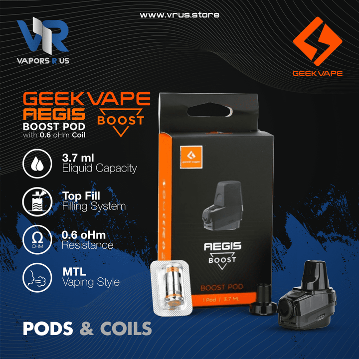 GEEKVAPE AEGIS Boost Replacement Pod With Coil 0.6 Ohm UAE Vapors R Us GEEKVAPE AEGIS Boost Replacement Pod With Coil 0.6 Ohm UAE Vapors R Us