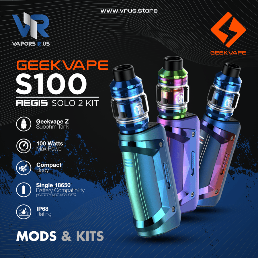 GEEKVAPE - S100 (AEGIS Solo 2) Kit with Z Subohm Tank | Vapors R Us LLC