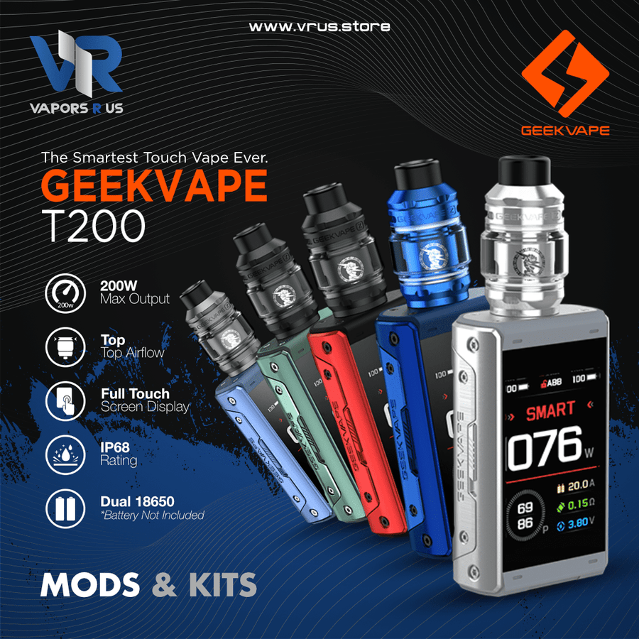 GEEKVAPE - T200 (AEGIS TOUCH 2) KIT 200W With Zeus SubOhm Tank | Vapors R Us LLC