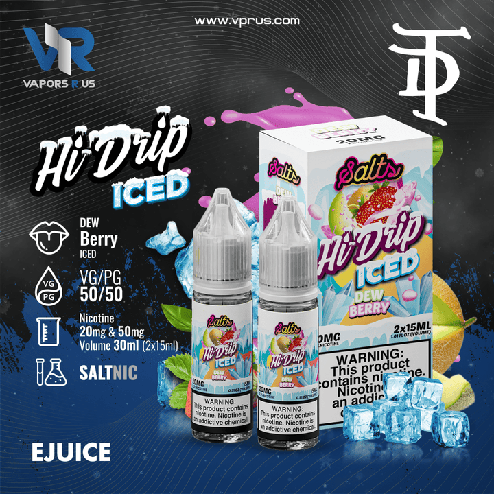 Hi Drip Salts - Dew Berry ICE (Honeydew Strawberry ICED) - 2 x 15ml | Vapors R Us LLC