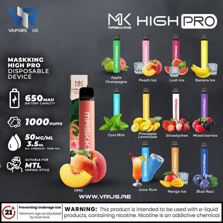 MASKKING - High PRO Disposable Device (5% 1000 Puffs) | Vapors R Us LLC