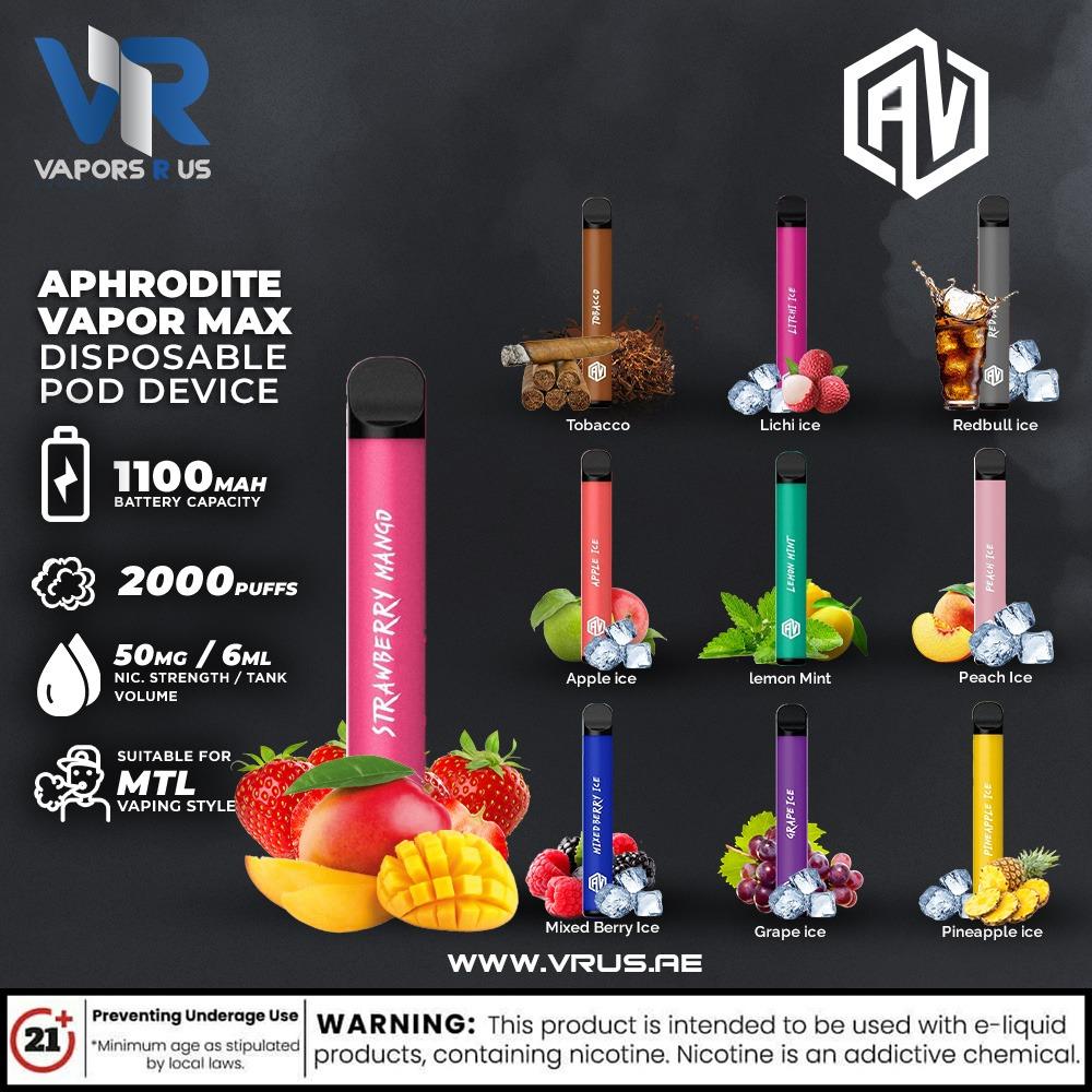 APHRODITE - MAX Vapor Disposable Pod Device (50mg - 2000 Puffs) | Vapors R Us LLC