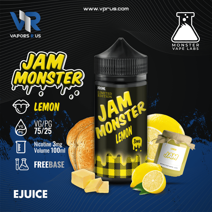 JAM MONSTER - Lemon 3mg | Vapors R Us LLC