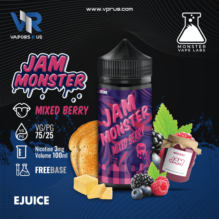 JAM MONSTER - Mixed Berry 3mg | Vapors R Us LLC