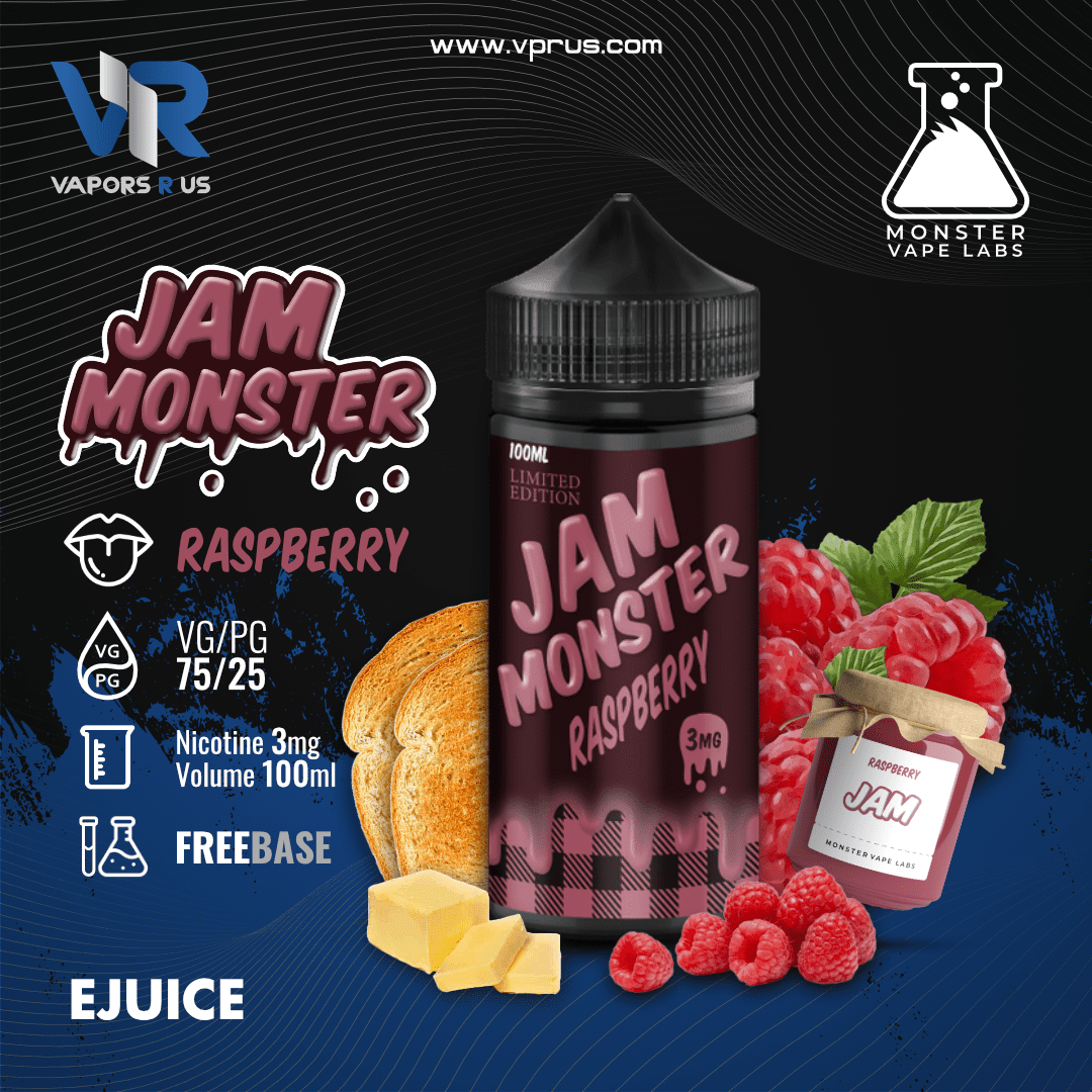 JAM MONSTER - Raspberry 3mg | Vapors R Us LLC