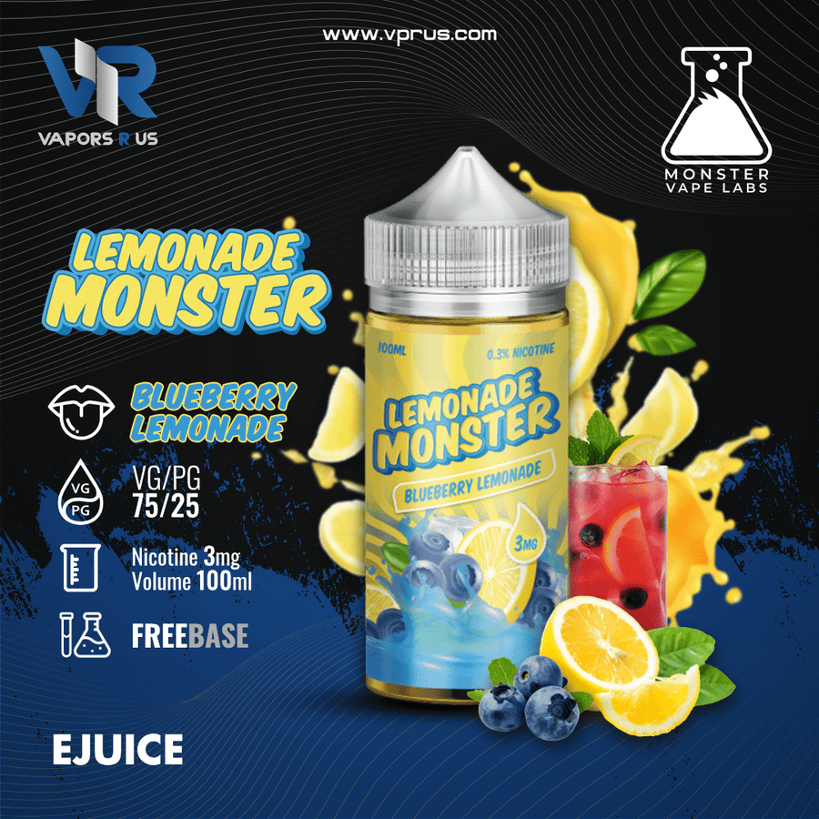 LEMONADE MONSTER - Blueberry Lemonade 3mg | Vapors R Us LLC