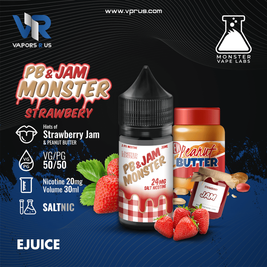 PB & JAM MONSTER - Strawberry 30ml (SaltNic) | Vapors R Us LLC