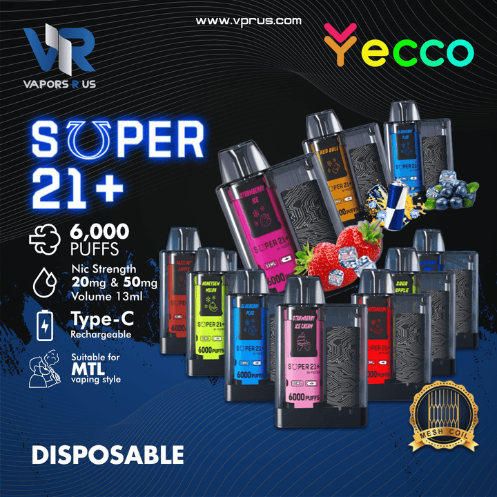 YECOO - SUPER 21+ 6000 Puffs Rechargeable Disposable | Vapors R Us LLC