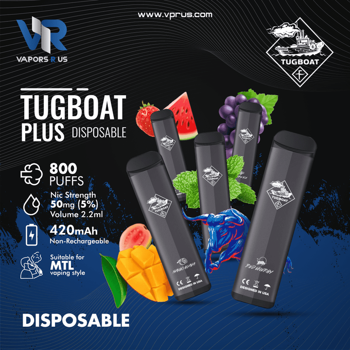 TUGBOAT - PLUS Disposable Pod Device 800 PUFFS | Vapors R Us LLC