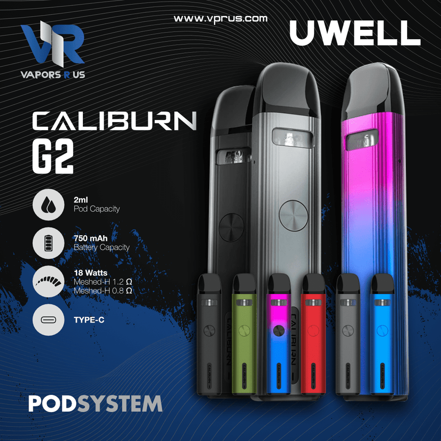 UWELL - Caliburn G2 750mAh Pod Kit | Vapors R Us LLC