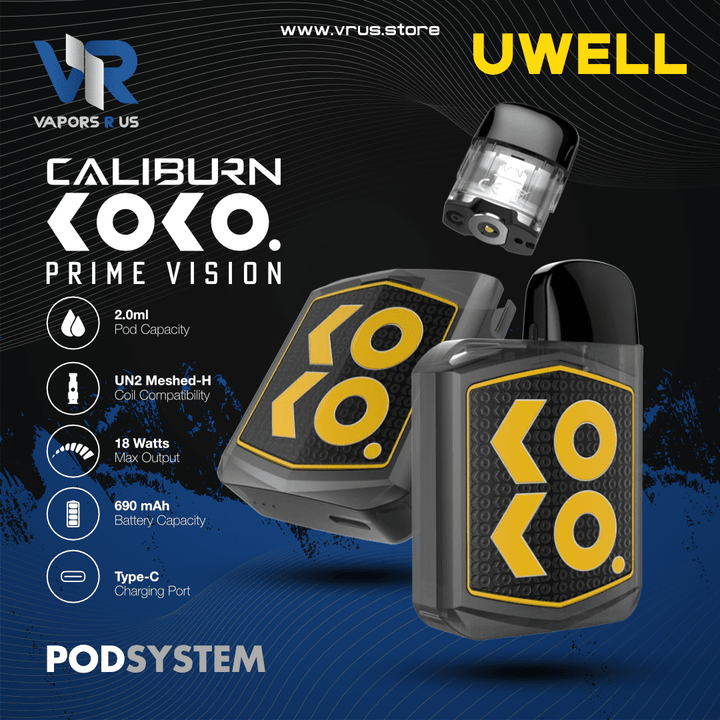 UWELL - Caliburn KOKO Prime VISION Pod Kit 690mAh | Vapors R Us LLC