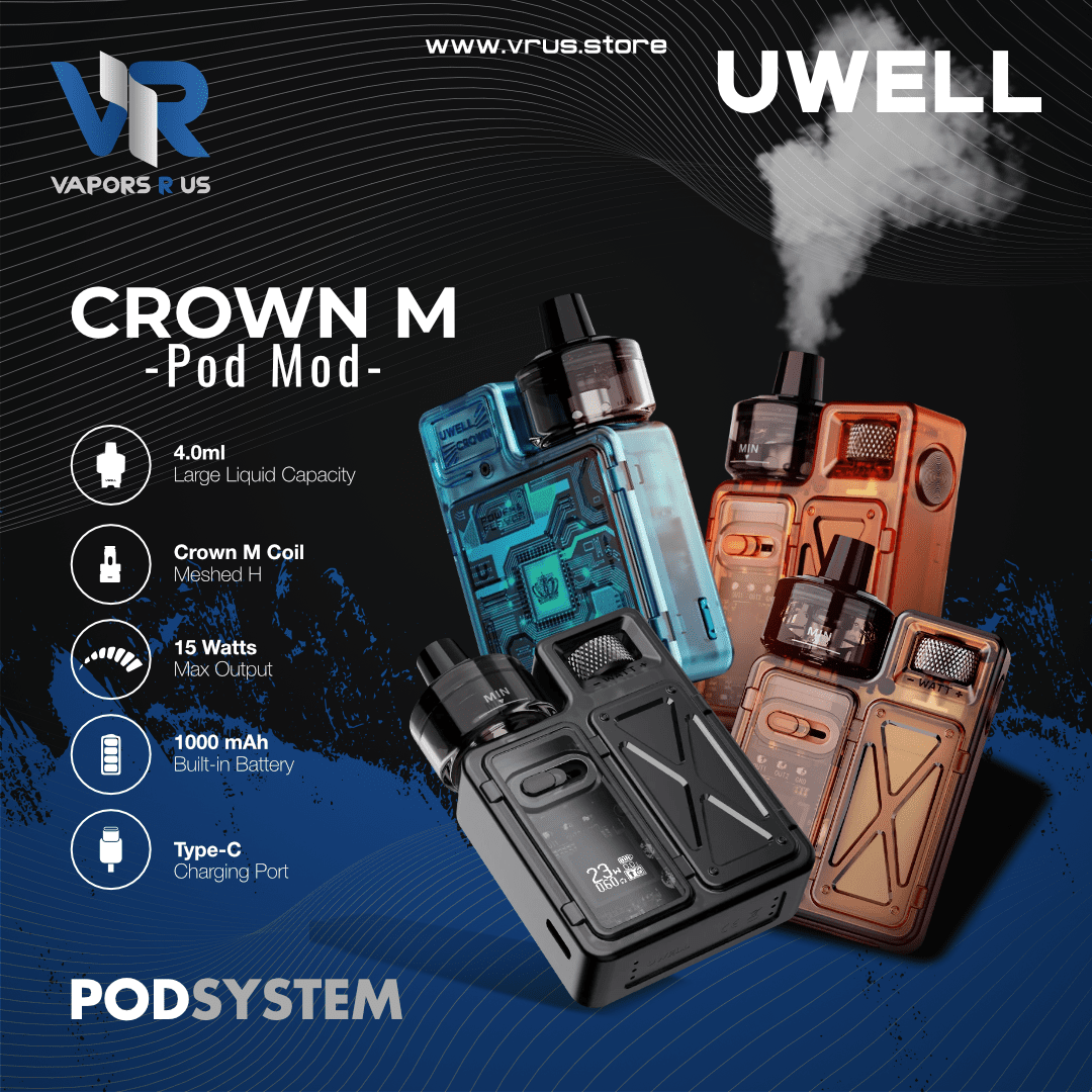 UWELL - Crown M 35W Pod Mod Kit 1000mAh Vapors R Us LLC UWELL - Crown M 35W Pod Mod Kit 1000mAh Vapors R Us LLC