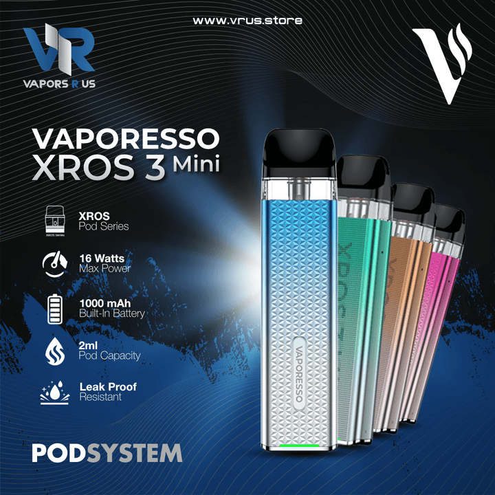 VAPORESSO - XROS 3 MINI 16W Pod Kit 1000mAh | Vapors R Us LLC