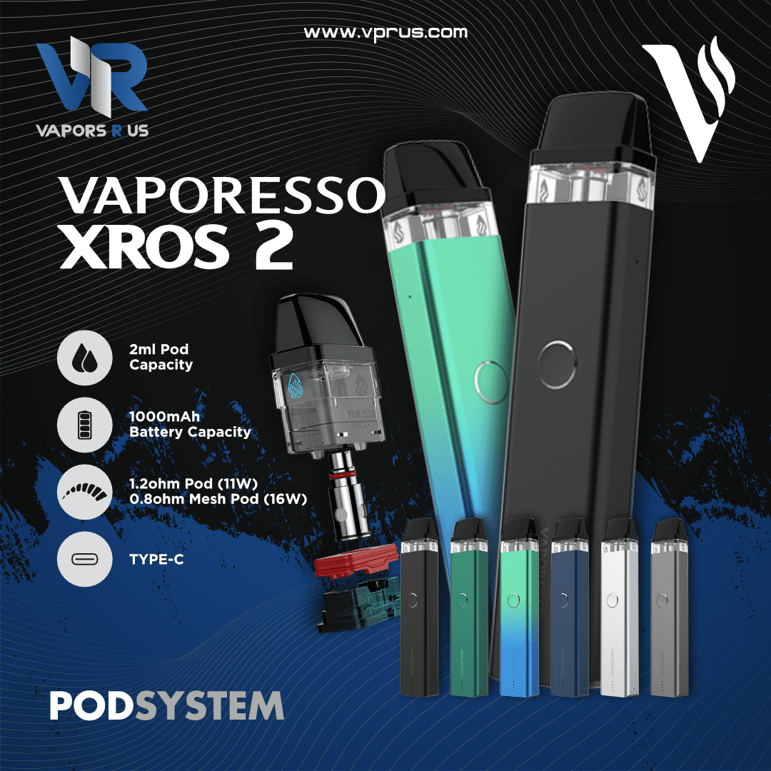 VAPORESSO - XROS 2 16W Pod Kit 1000mAh | Vapors R Us LLC