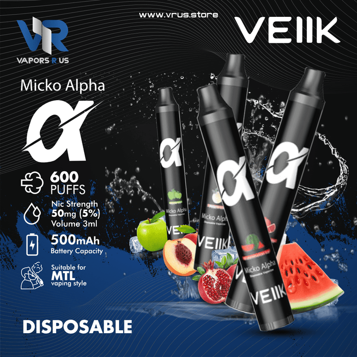 VEIIK - MICKO ALPHA DISPOSABLE VAPORIZER 600 PUFFS 5% NICOTINE | Vapors R Us LLC