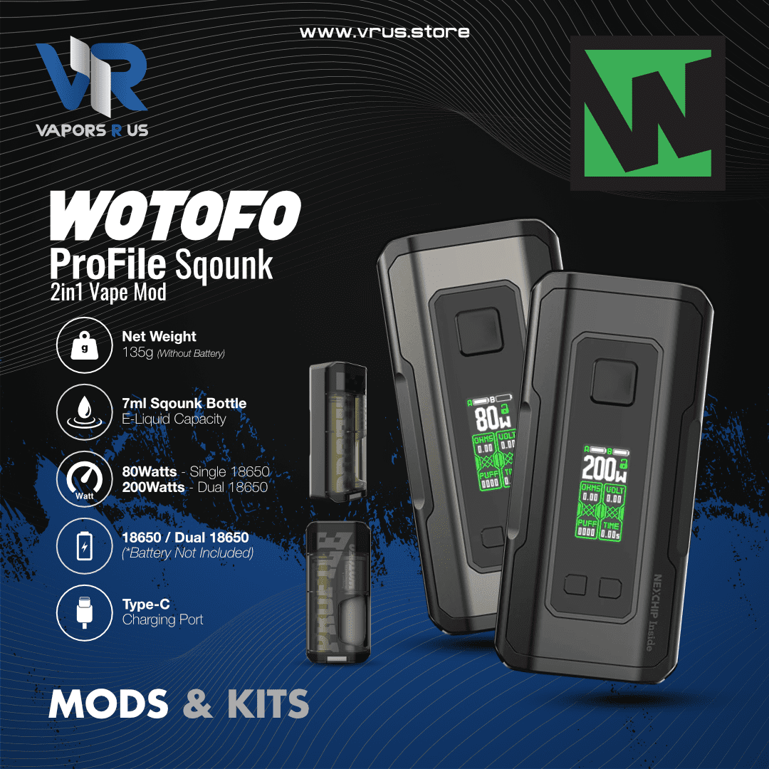 WOTOFO - PROFILE SQUONK BF 80W / 200W BOX MOD | Vapors R Us LLC