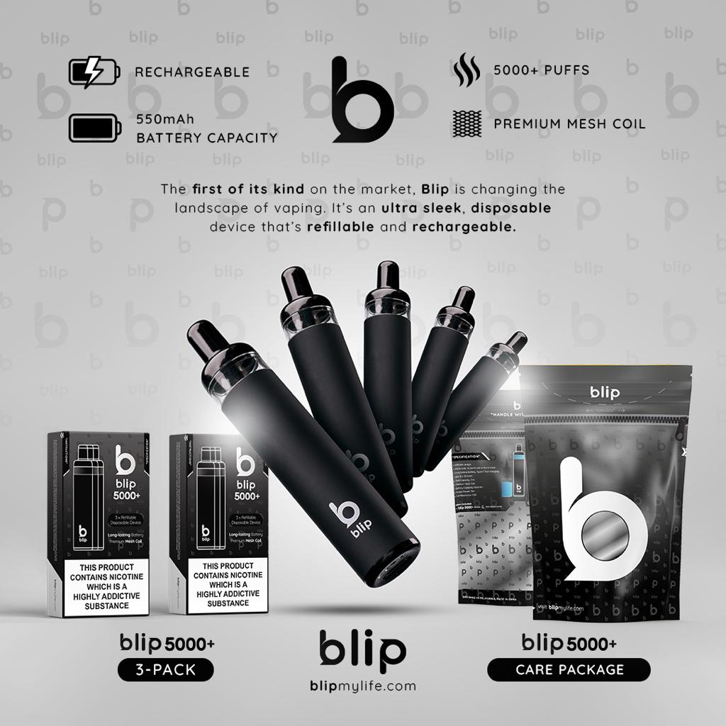 BLIP 5000+ Empty Refillable, Rechargeable Disposable (3Pcs/Pack) | Vapors R Us LLC